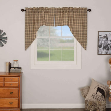 Sawyer Mill Charcoal Plaid Swag Curtain Set of 2 36x36x16 - The Fox Decor